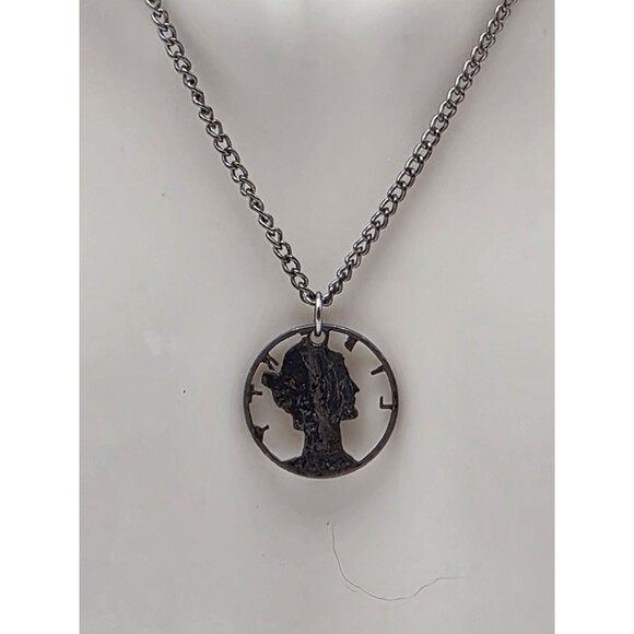 1944 Mercury Dime on Chain Necklace Lady Liberty 24" - Picture 3 of 7